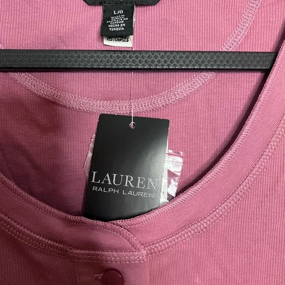 Lauren Ralph Lauren Women’s Stretch Cotton Long-Sleeve Tee in pink Size: Large - Picture 3 of 6